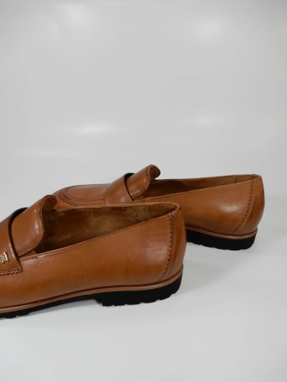 Paul Green Wheaton Flat Loafers Shoes Size 8 Cognac Brown Leather NEW